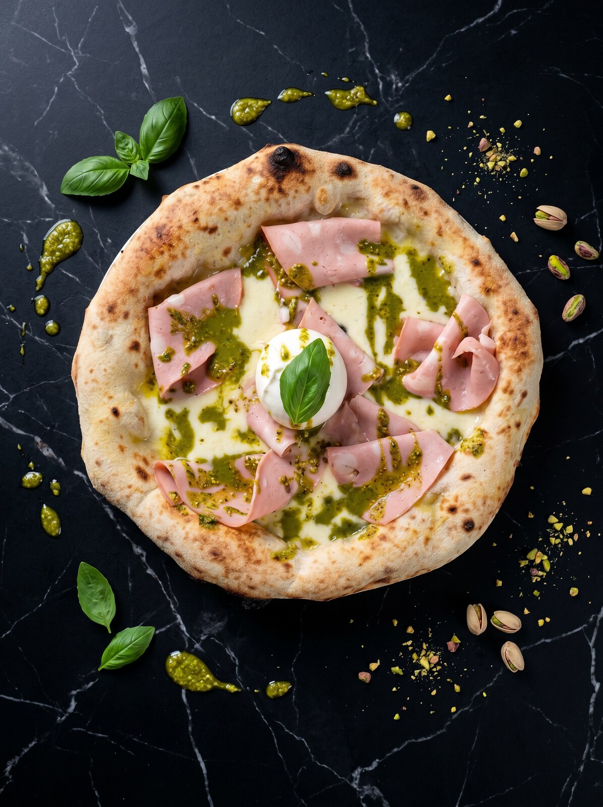 Pizza Mortadella, Burrata & Pistache